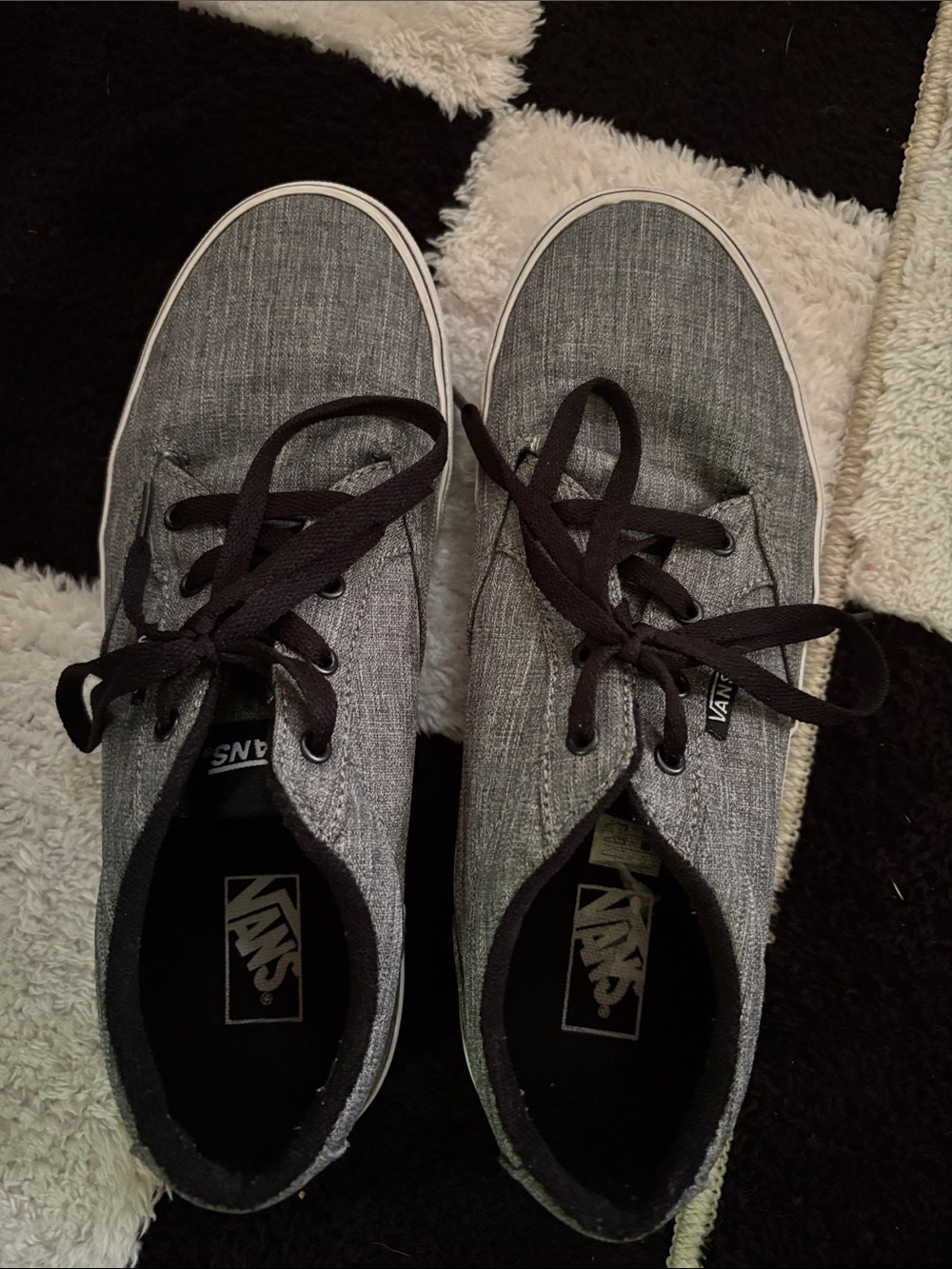 Vans Gray and Black Canvas Low-Top Sneakers
